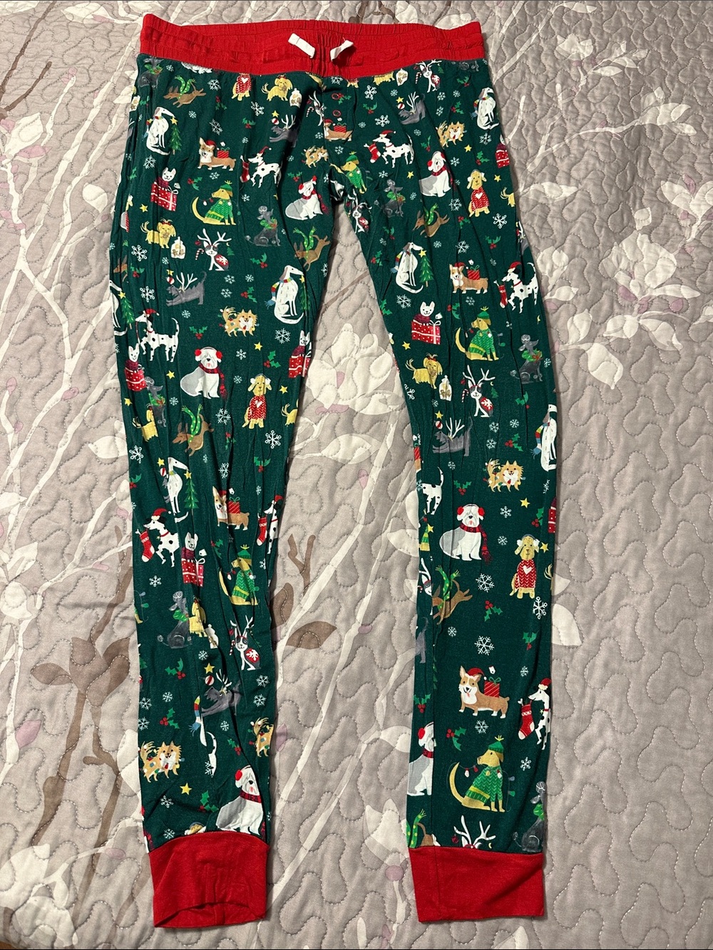 Little Sleepies Red-Trim Green Holiday Dog Leggings